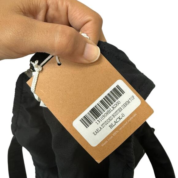 NWT Reformation‎ Karla Studded Bustier Denim Top Black Women’s Size 0 - Picture 7 of 10